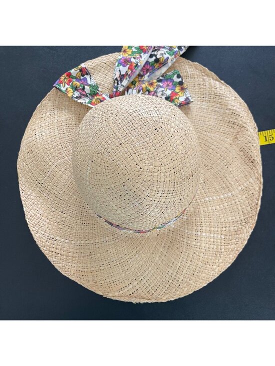Disney Womens Vintage 90s Tropical Sun Hat Size OS Straw Mickey Floral Resort main image 4